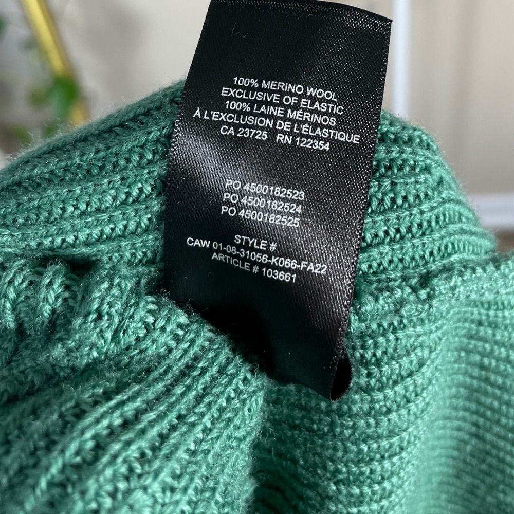Merino Wool Babaton Turtleneck Sweater dress W/ S Green Ribbed Knit 103661 LN - Picture 8 of 14